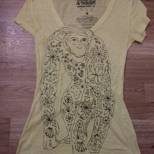Threads4Through Chimpanze Floral Yellow V-Neck